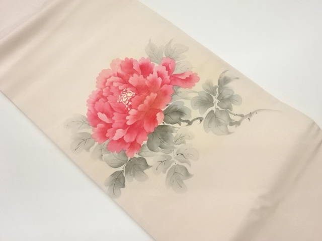 塩瀬手描き椿模様名古屋帯